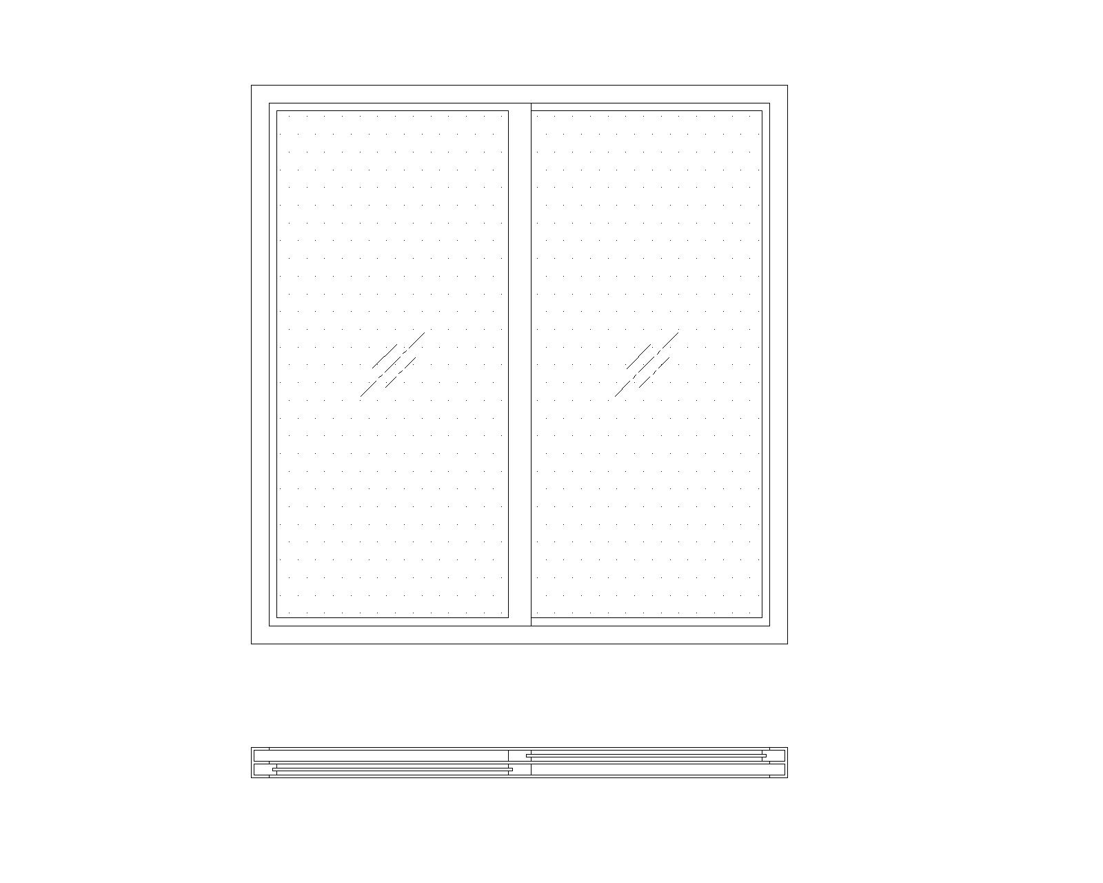 1200x1200 sliding window 2 panel plan & elevation
