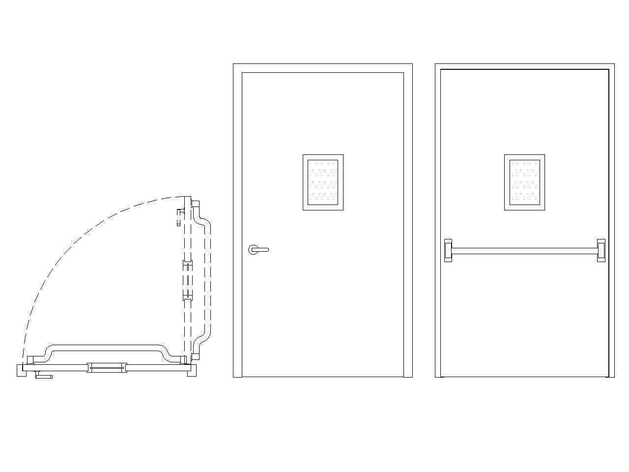 1200X2100 fire door plan elevation