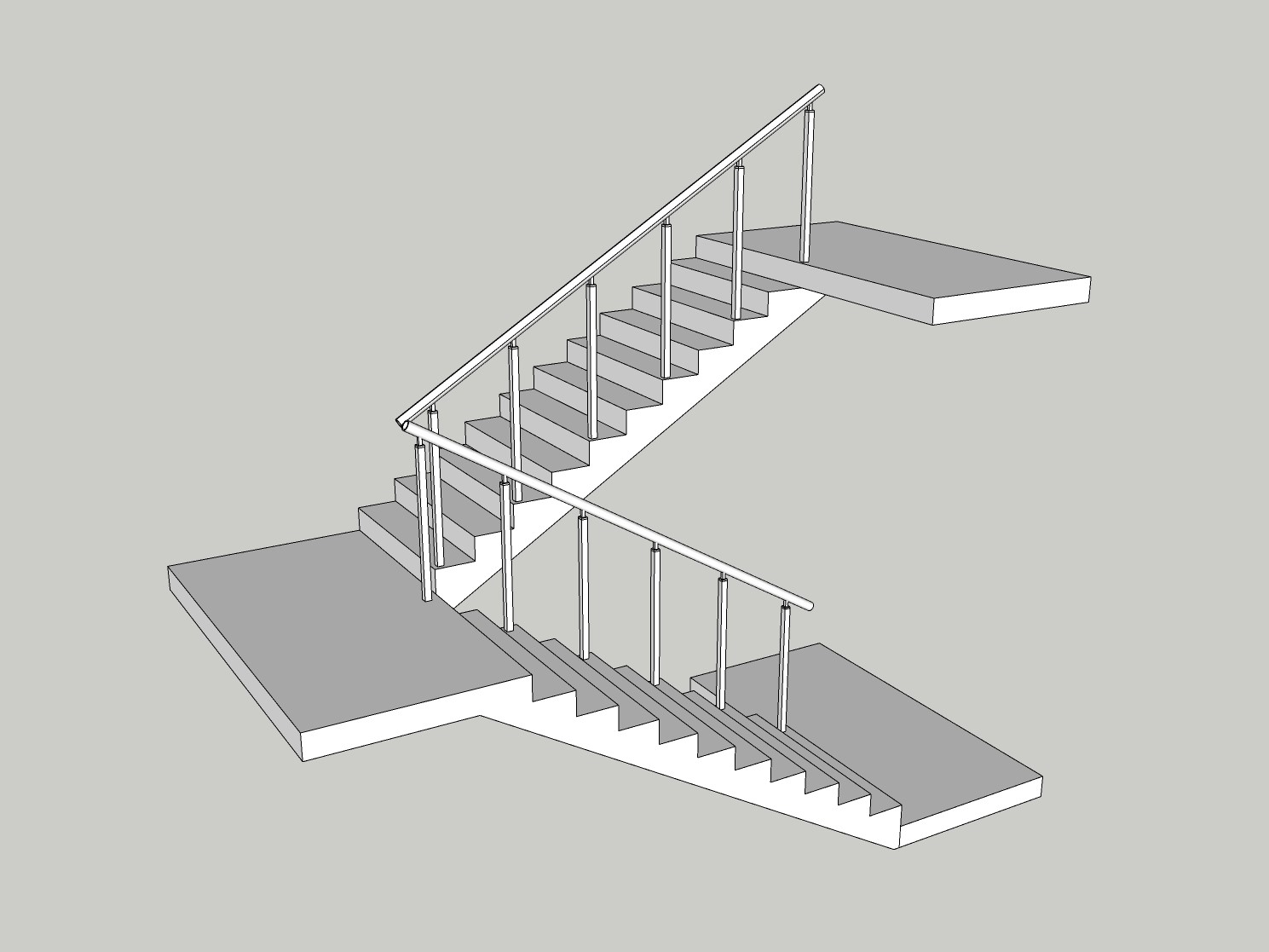 1200 width dog-lagged stair sketchup