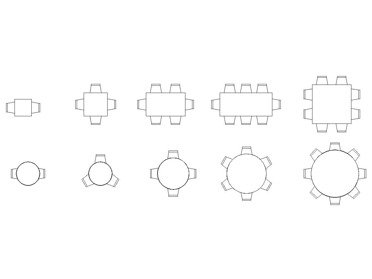 Dining table cad block - Rectangle and Round