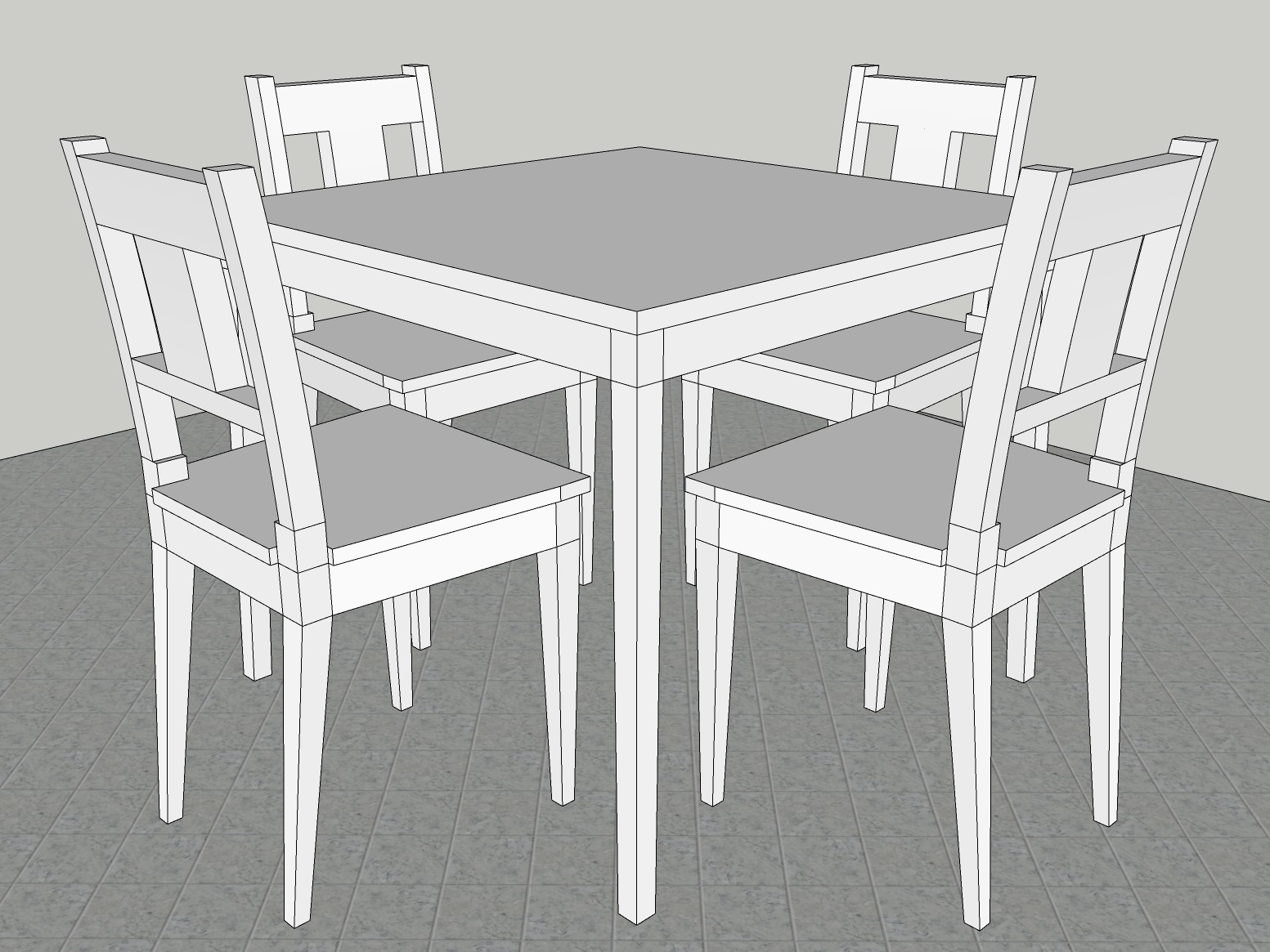 4 Seater Simple Table with chair