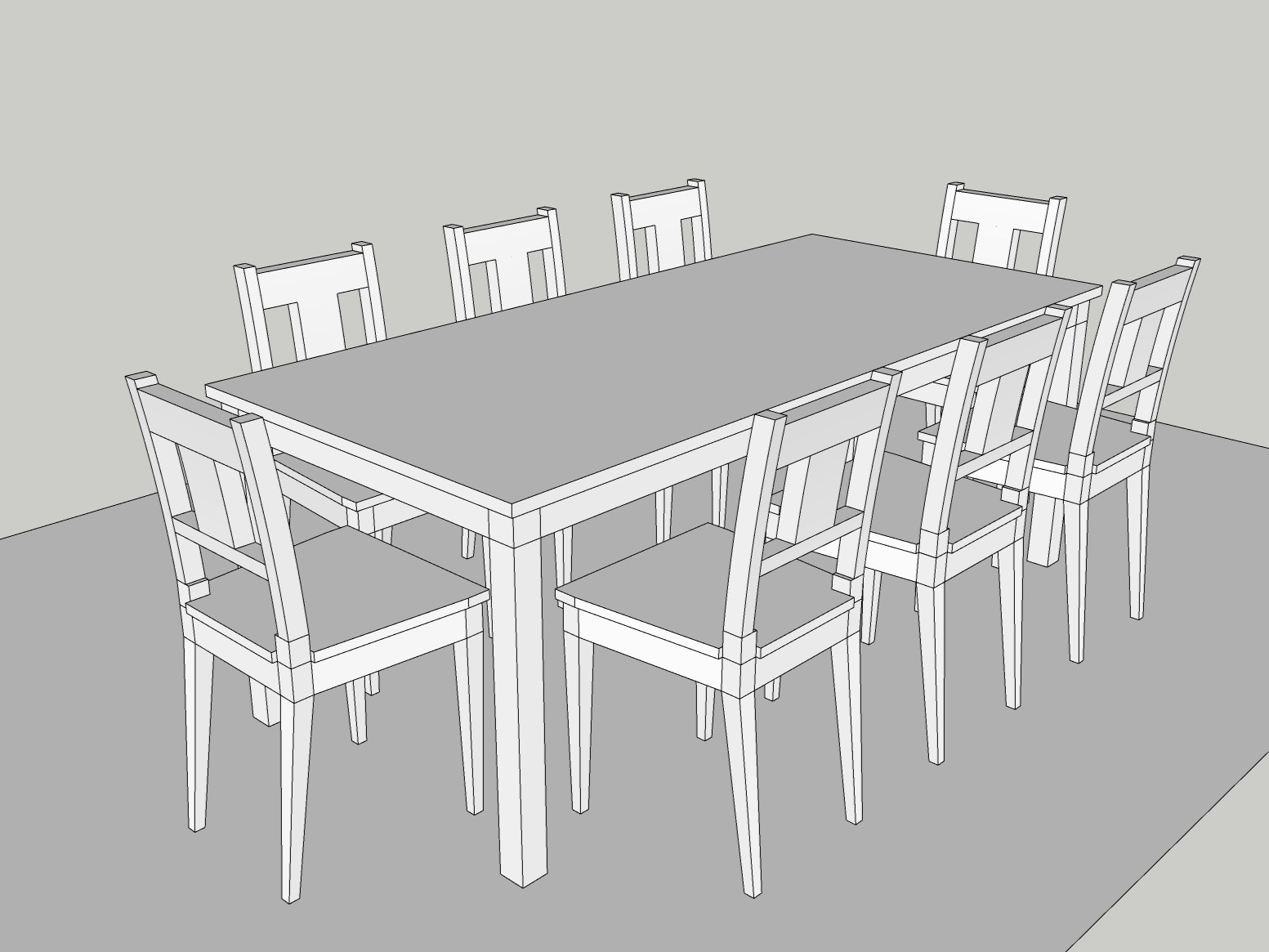8 seater simple table with chair