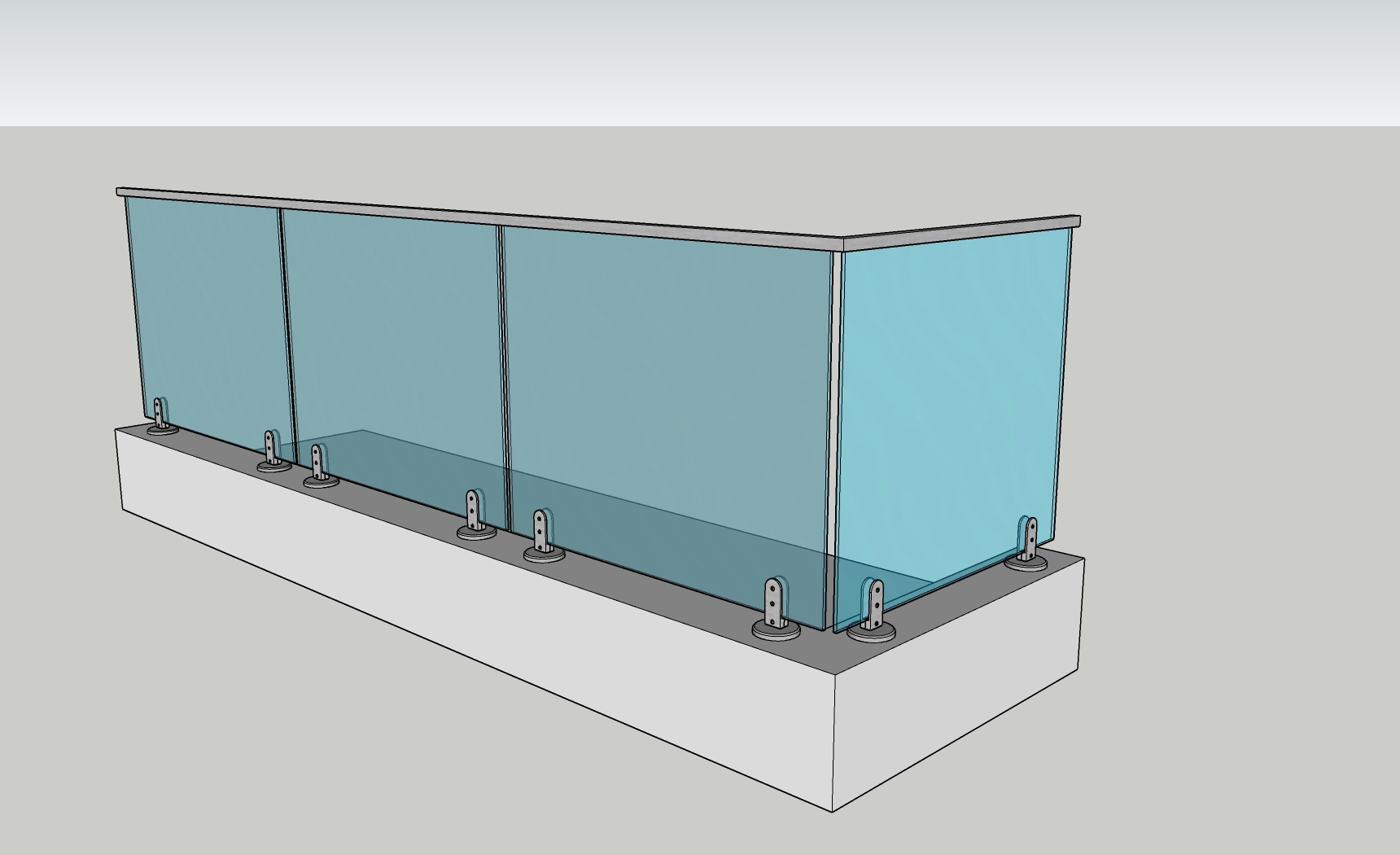 Glass raling with MS top bar preview