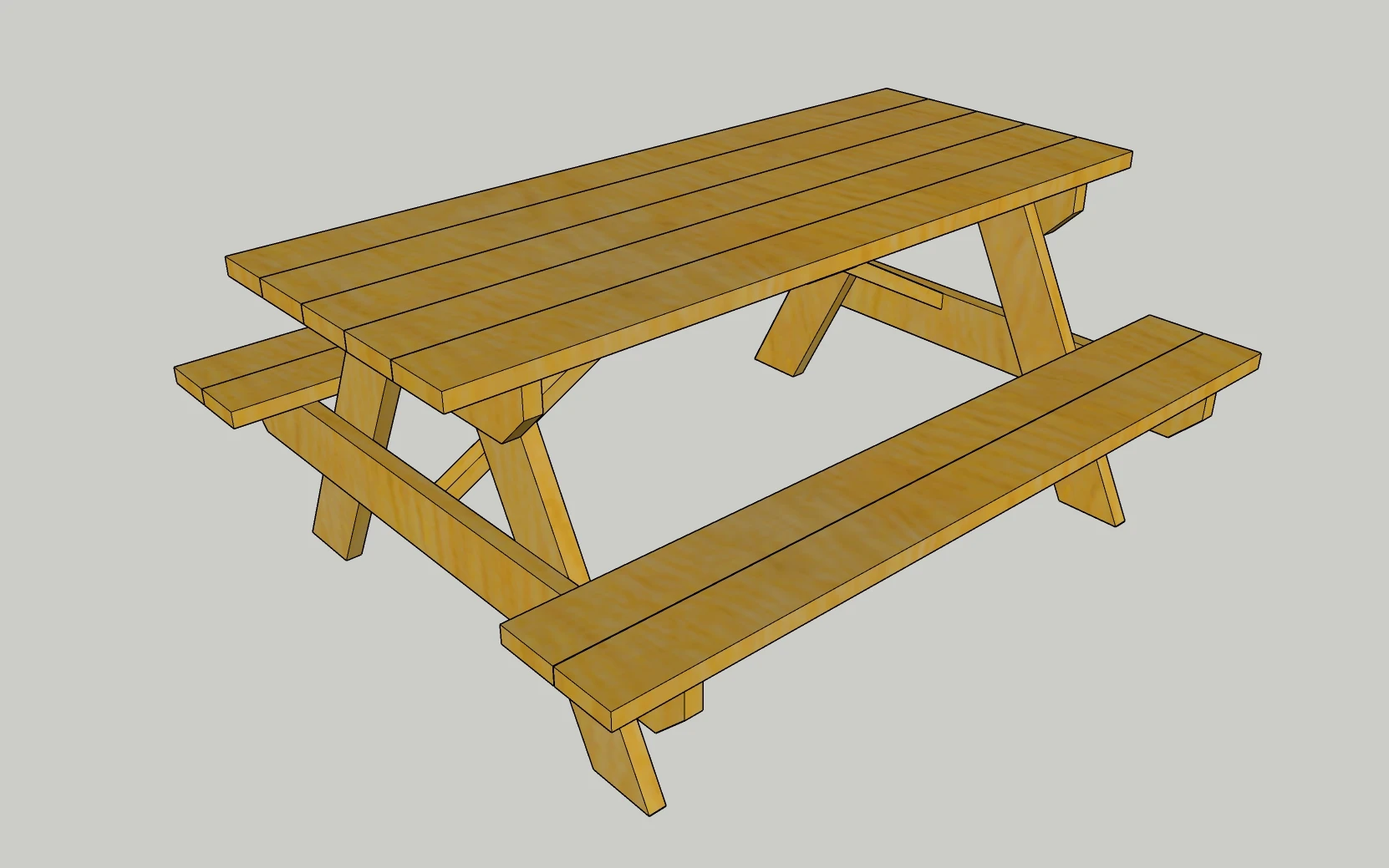 picnic table (.SKP) Furniture CAD Block preview