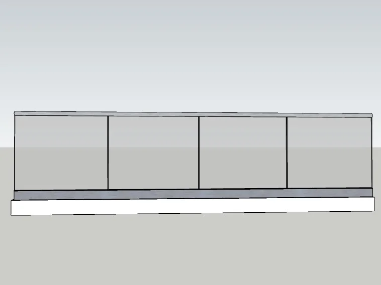 Glass Balcony Railing with Base U-Channel (.SKP) Model