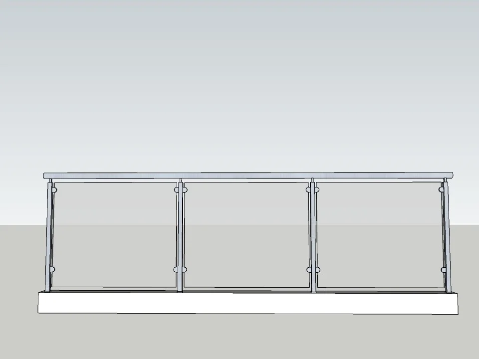 Glass Railing & Stainless Steel Baluster SKP 3D Model | Free Download