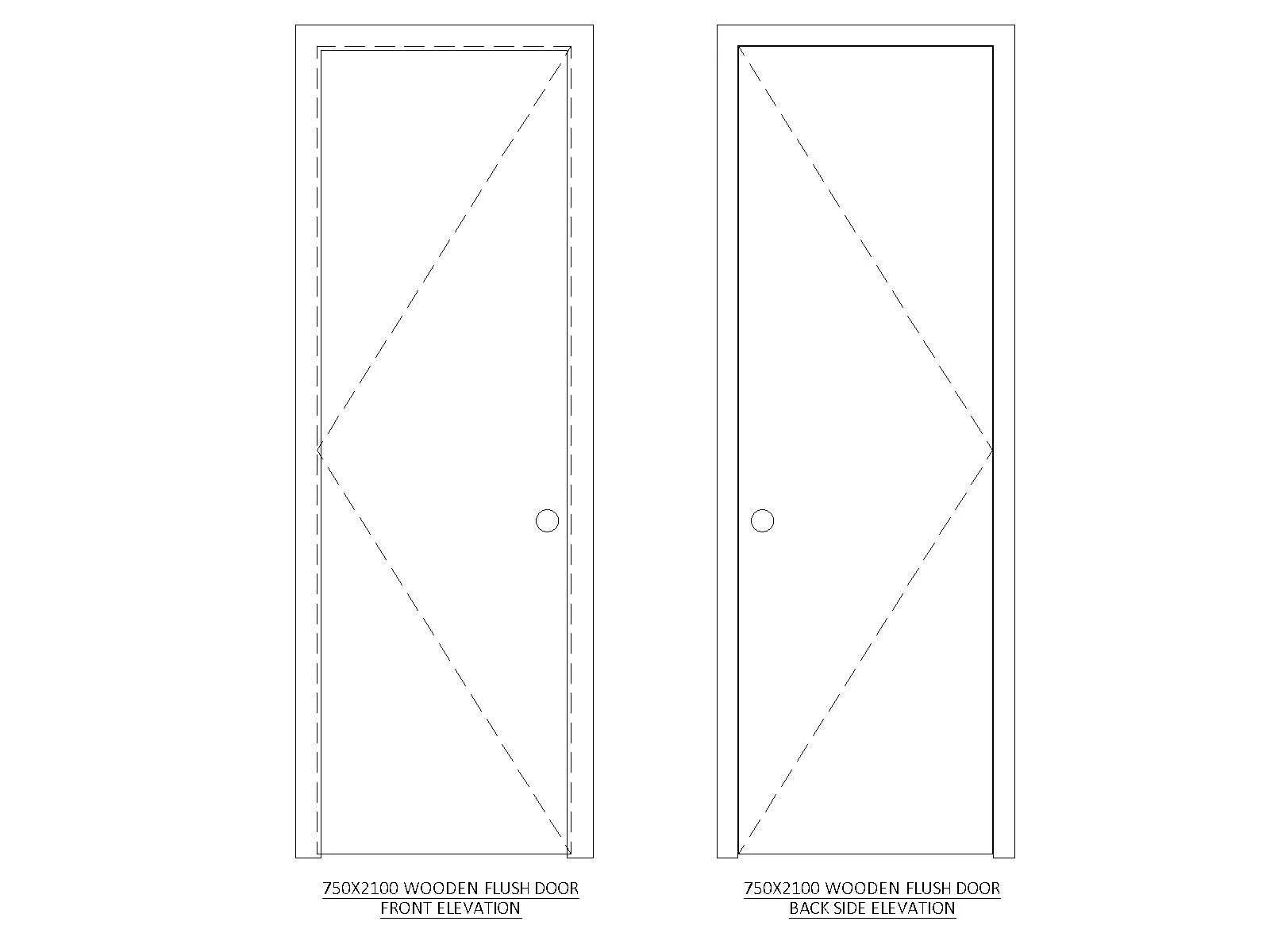 Free 750x2100 Flush Wooden Door Elevation CAD Block CAD model preview