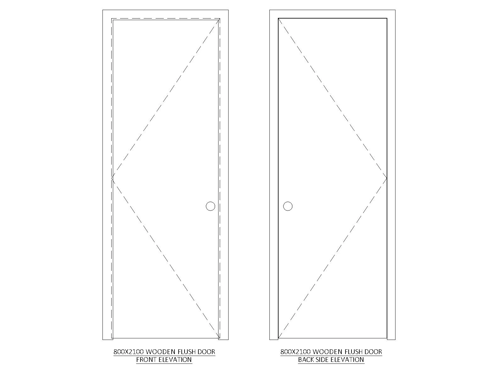 Free 800x2100 Flush Wooden Door Elevation CAD Block CAD model preview