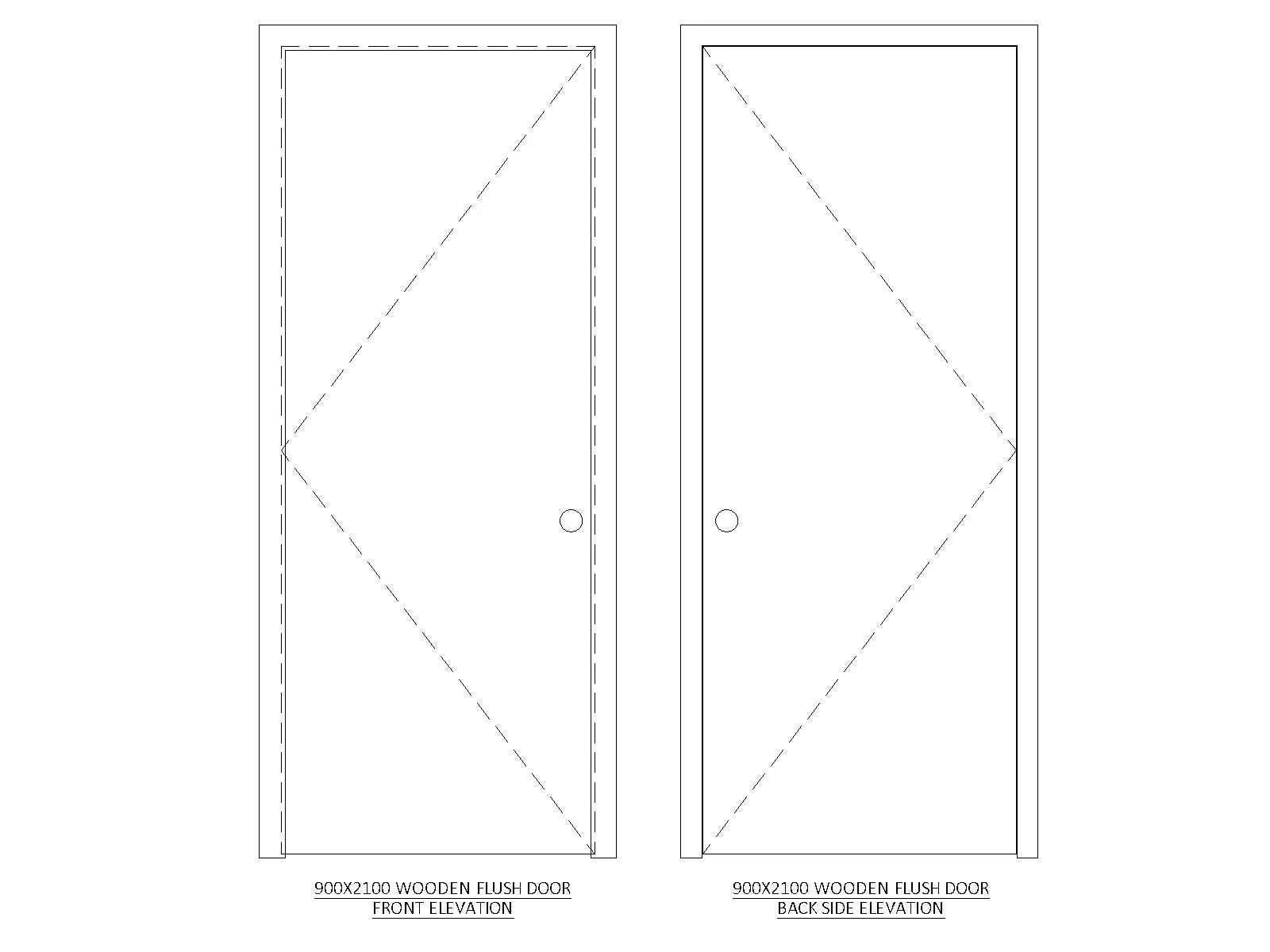 Free 900x2100 Flush Wooden Door Elevation CAD Block CAD model preview