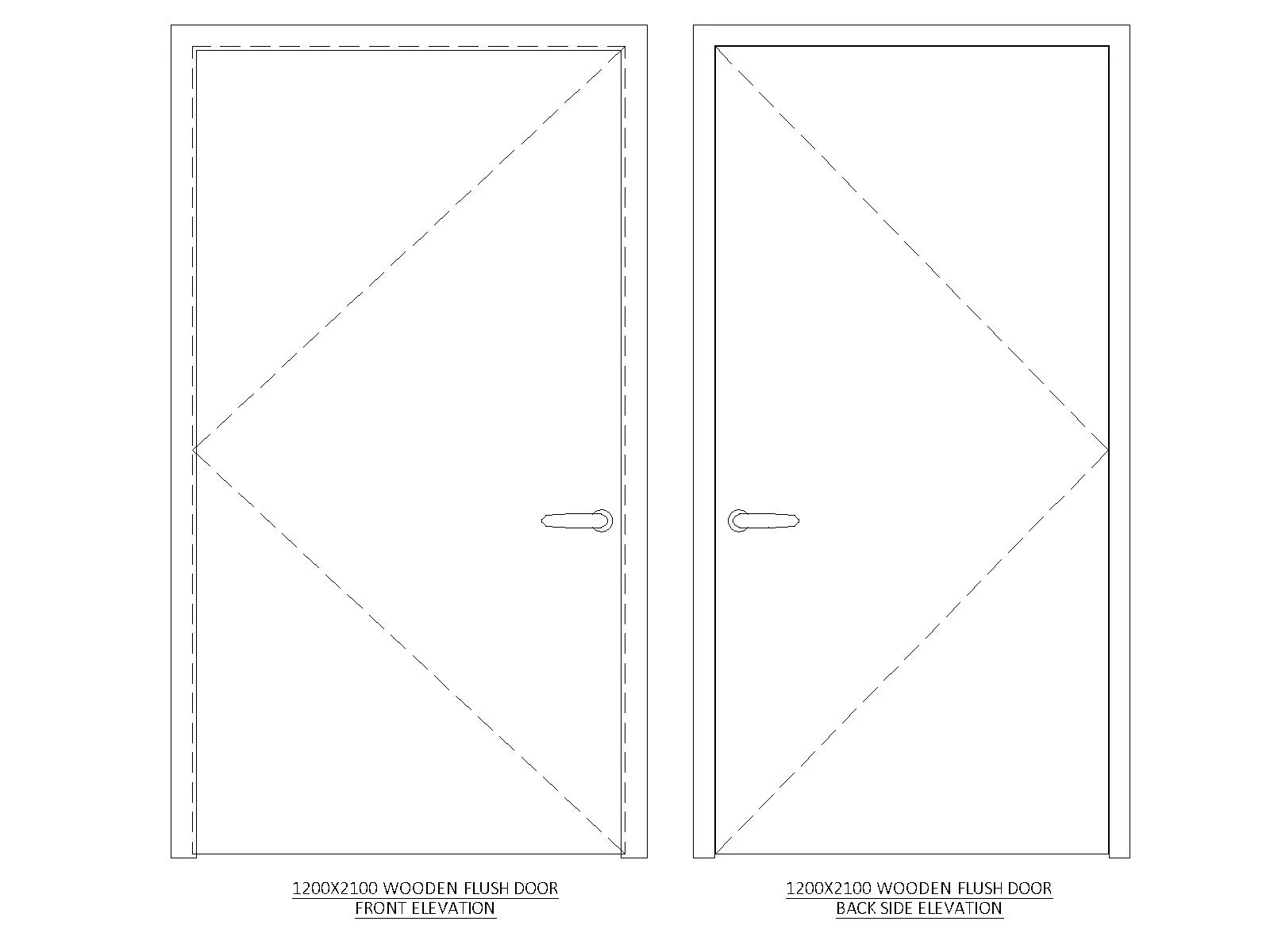 Free 1200x2100 Flush Wooden Door Elevation CAD Block preview