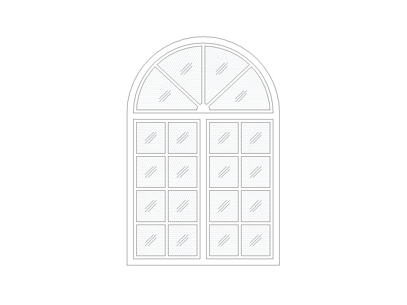 Free Semi-Circular Arched Top Wooden Casement Window CAD Block preview